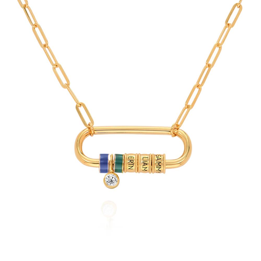 Collar Oval Linda con Borche y 0.25ct Diamante en Vermeil de Oro-6 foto de producto