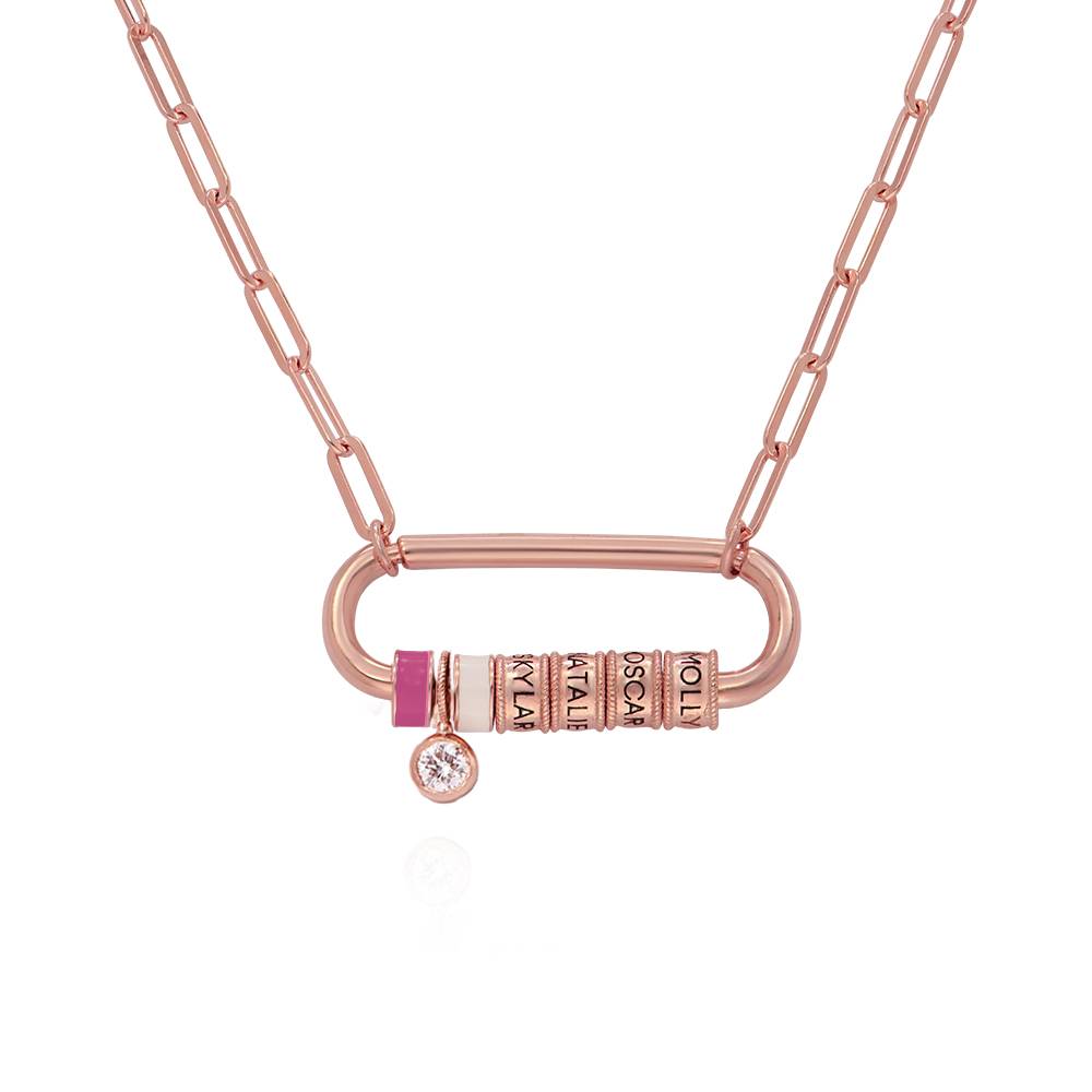 Collar Oval Linda con Borche y 0.25ct Diamante en Chapa de Oro Rosa-7 foto de producto