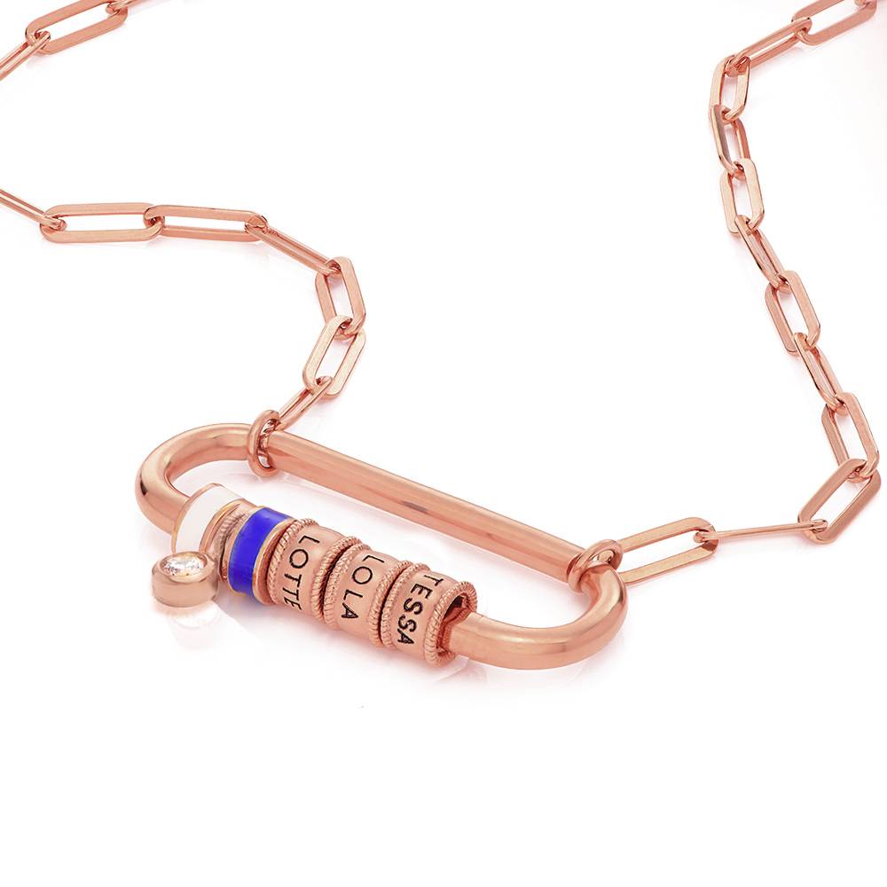 Collar Oval Linda con Borche y 0.25ct Diamante en Chapa de Oro Rosa-4 foto de producto