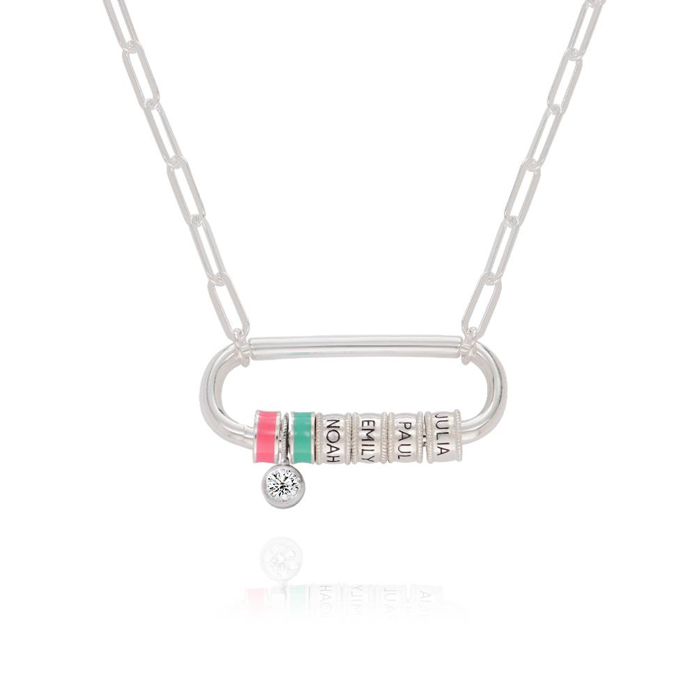 Collar Oval  Linda con Borche y 0.25ct Diamante en Plata Esterlina-6 foto de producto