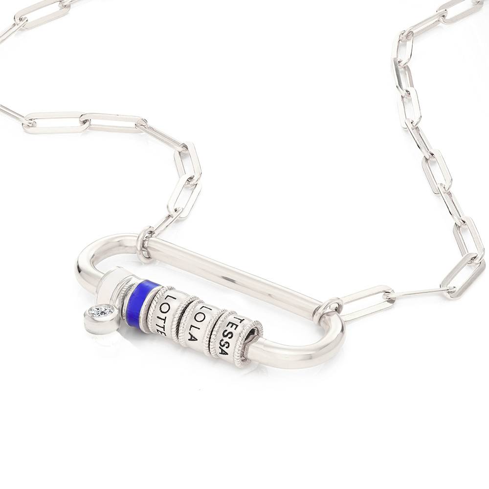 Collar Oval  Linda con Borche y 0.25ct Diamante en Plata Esterlina-3 foto de producto