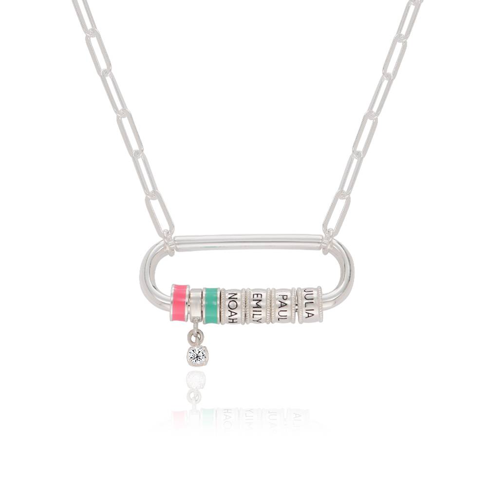 Collar Oval Linda con Borche y Diamante en Plata Esterlina-3 foto de producto