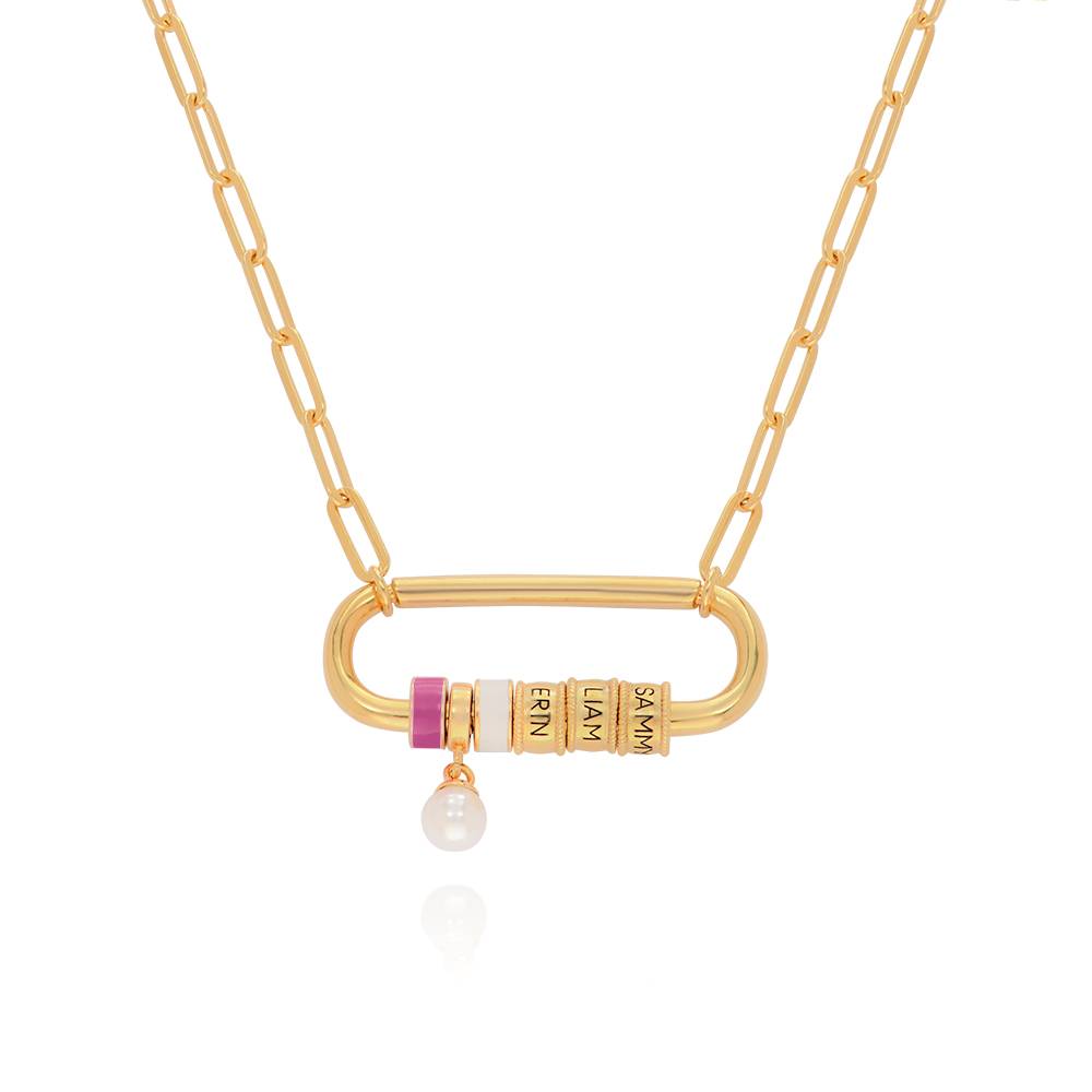 Collar Oval  Linda con Borche y Perla en Vermeil de Oro-5 foto de producto