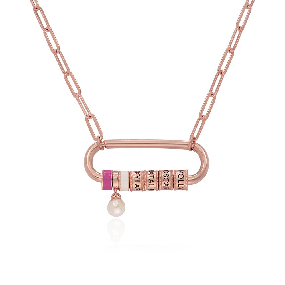 Collar Oval Linda con Borche y Perla en Chapa de Oro Rosa-3 foto de producto