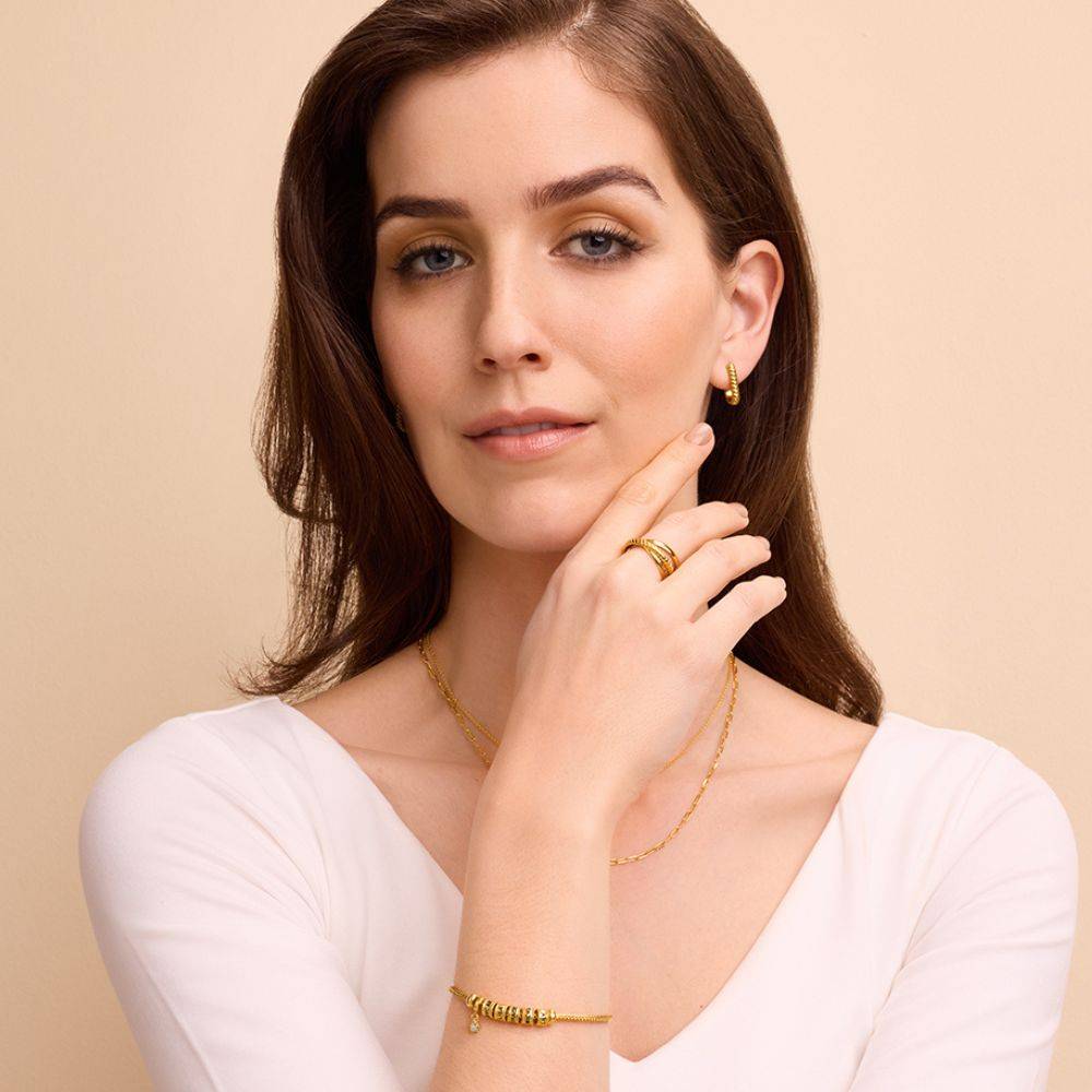 Pulsera con Encanto Linda con Cierre Corazón y Diamante en Chapa de Oro-3 foto de producto