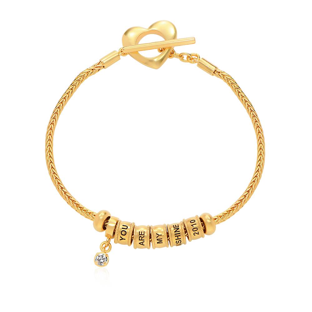 Pulsera con Encanto Linda con Cierre Corazón y Diamante en Vermeil de Oro-1 foto de producto