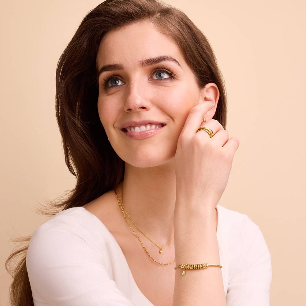 Pulsera con Encanto Linda con Cierre Corazón y Diamante en Vermeil de Oro-4 foto de producto