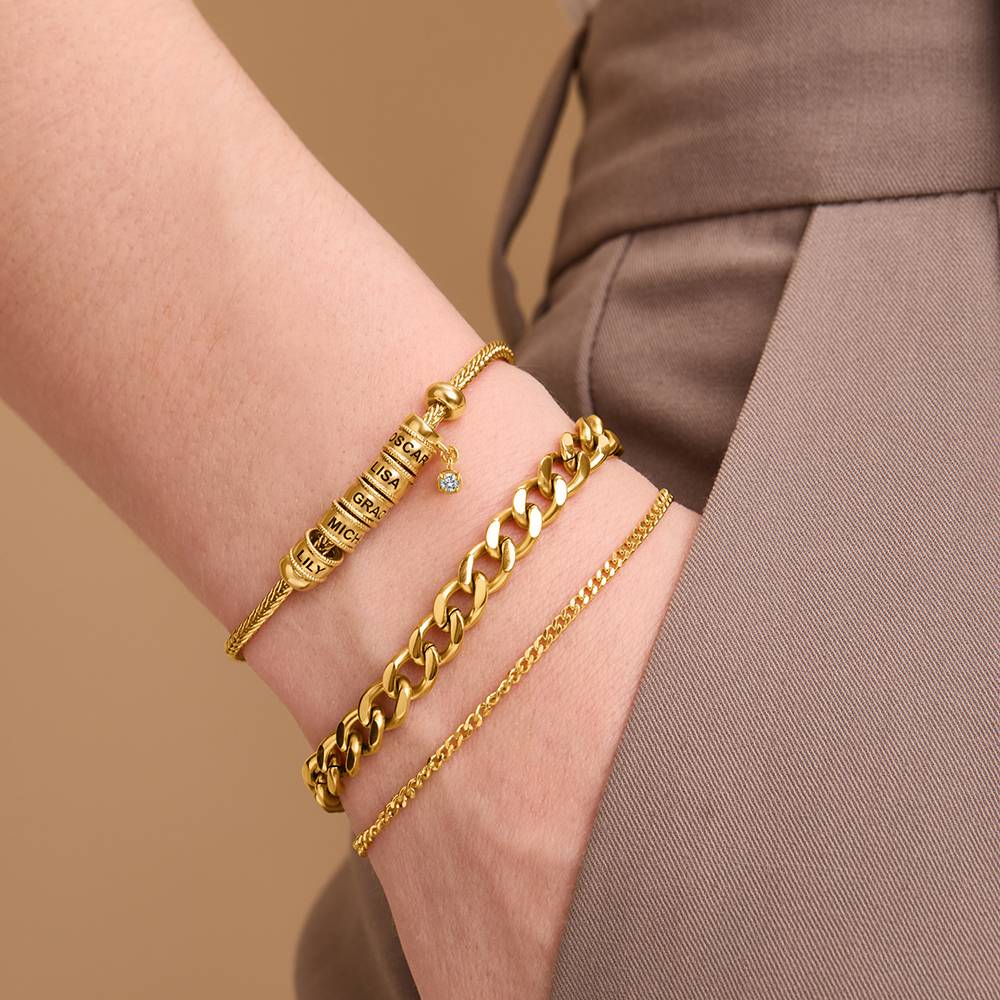 Pulsera con Encanto Linda con Cierre Corazón y Diamante en Vermeil de Oro-2 foto de producto