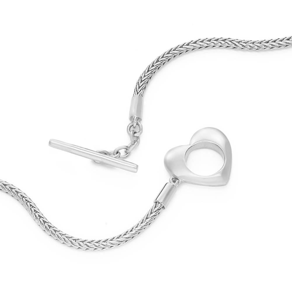 Pulsera con Encanto Linda con Cierre Corazón y Diamante en Plata Esterlina-2 foto de producto