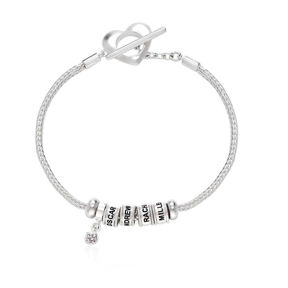 Pulsera con Encanto Linda con Cierre Corazón y Diamante en Plata Esterlina-1 foto de producto