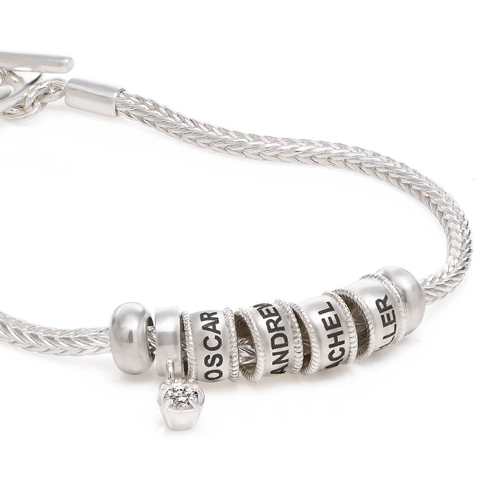 Pulsera con Encanto Linda con Cierre Corazón y Diamante en Plata Esterlina-3 foto de producto