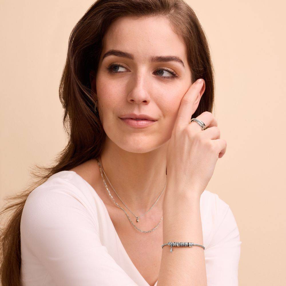 Pulsera con Encanto Linda con Cierre Corazón y Diamante en Plata-5 foto de producto