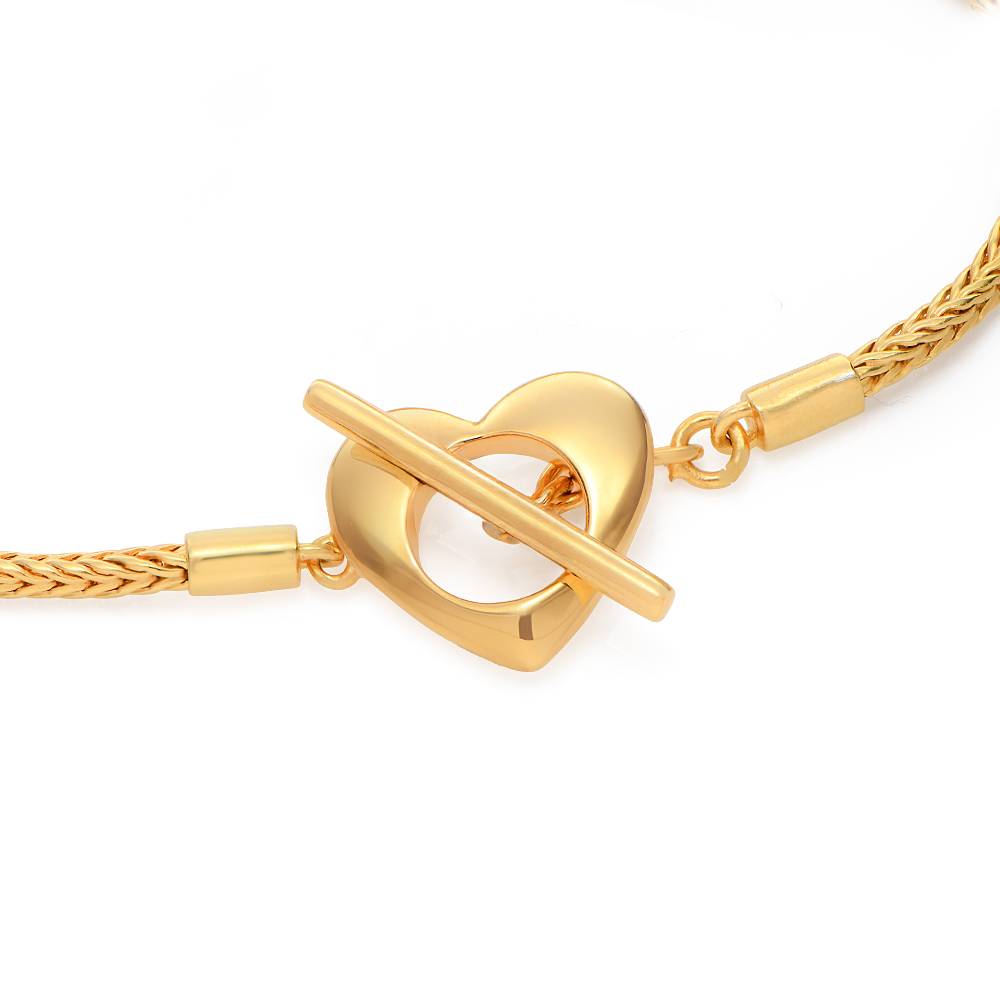 Pulsera con Encanto Linda con Cierre Corazón y Perla en Baño de Oro-3 foto de producto