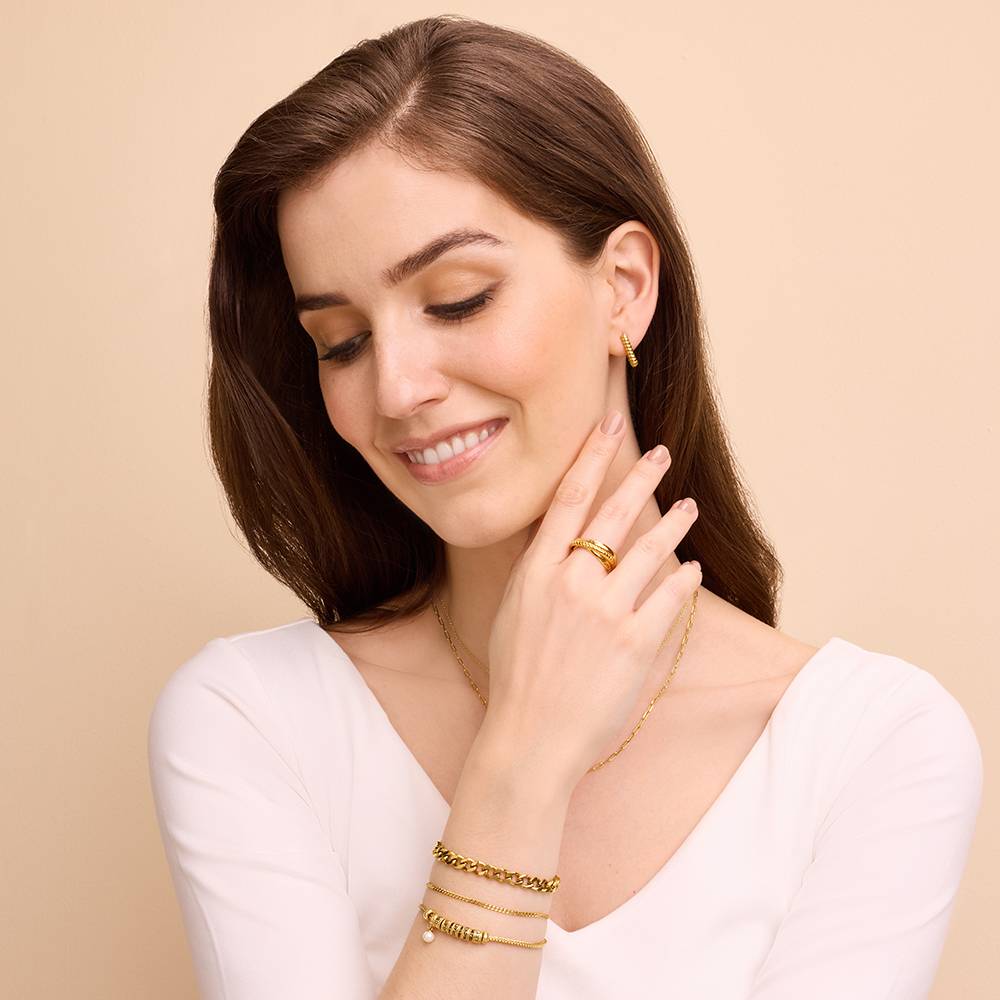 Pulsera con Encanto Linda con Cierre Corazón y Perla en Baño de Oro-5 foto de producto