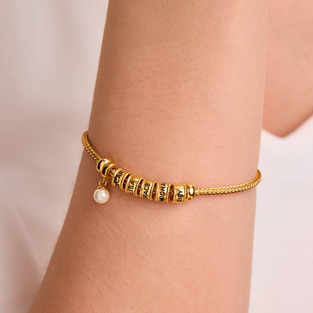 Pulsera con Encanto Linda con Cierre Corazón y Perla en Baño de Oro-6 foto de producto