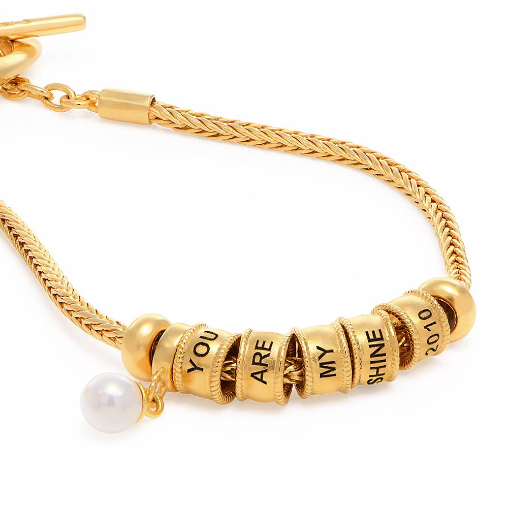 Pulsera con Encanto Linda con Cierre Corazón y Perla en Vermeil de Oro-1 foto de producto