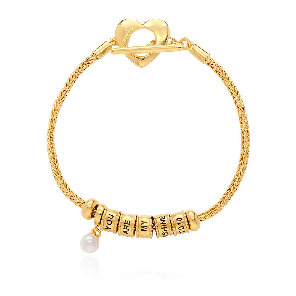Pulsera con Encanto Linda con Cierre Corazón y Perla en Vermeil de Oro-6 foto de producto