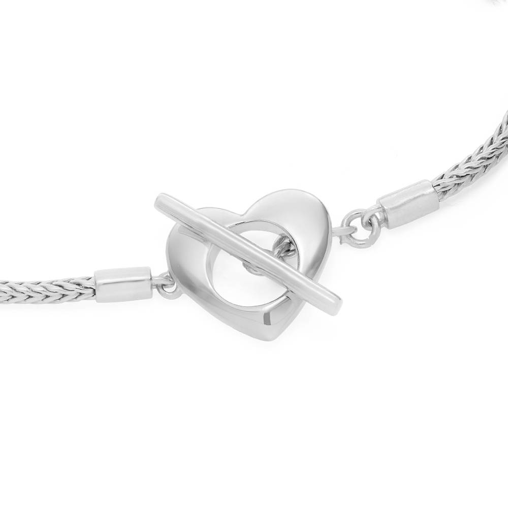 Pulsera con Encanto Linda con Cierre Corazón y Perla en Plata Esterlina-5 foto de producto