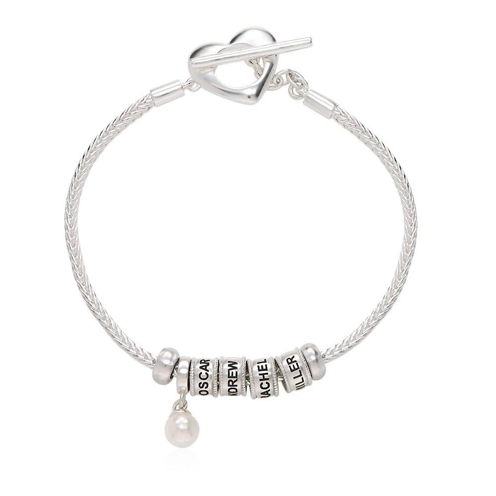 Pulsera con Encanto Linda con Cierre Corazón y Perla en Plata Esterlina-1 foto de producto