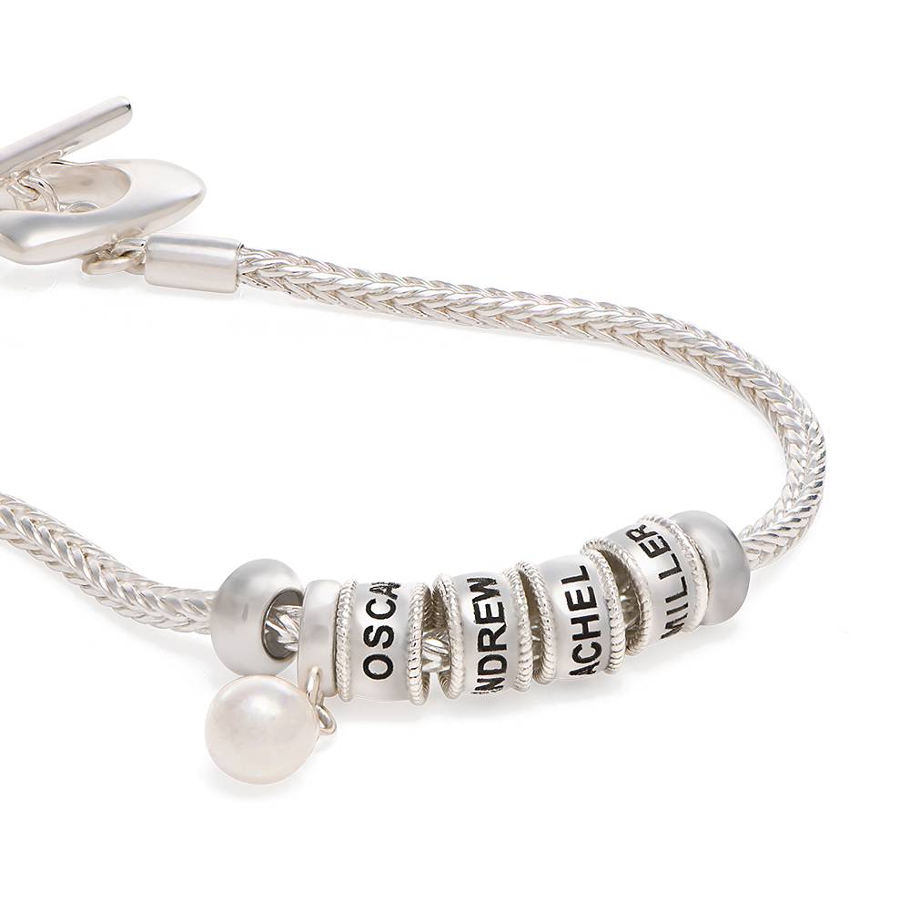Pulsera con Encanto Linda con Cierre Corazón y Perla en Plata Esterlina-4 foto de producto