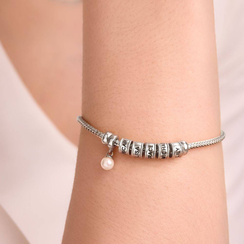 Pulsera con Encanto Linda con Cierre Corazón y Perla en Plata Esterlina-3 foto de producto