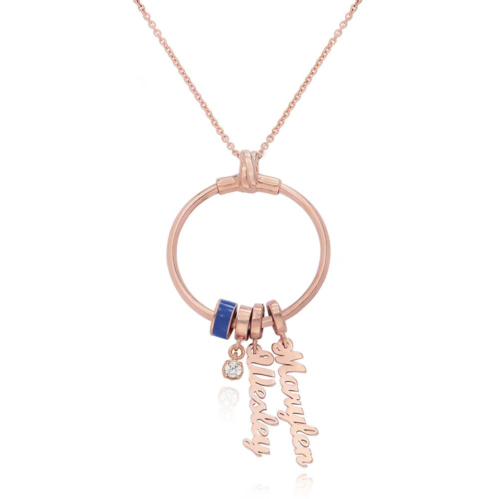 Collar Vertical con Nombre Linda con Diamante en Chapa de Oro Rosa-5 foto de producto