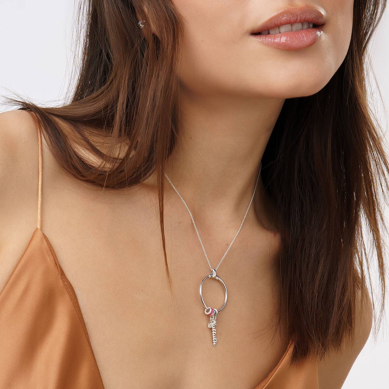Collar Vertical con Nombre Linda con Diamante en Plata Esterlina-5 foto de producto
