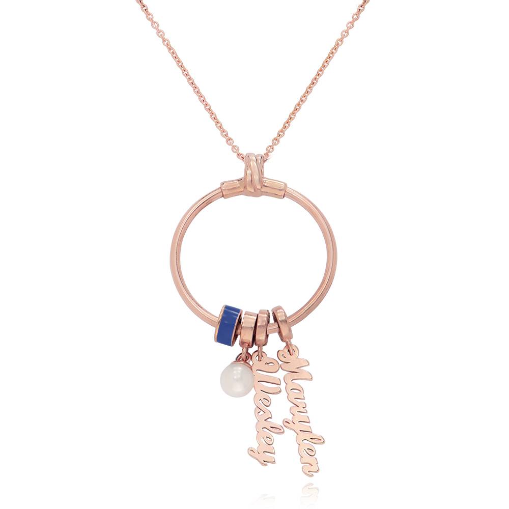 Collar Vertical con Nombre Linda con Perla en Chapa de Oro Rosa-1 foto de producto