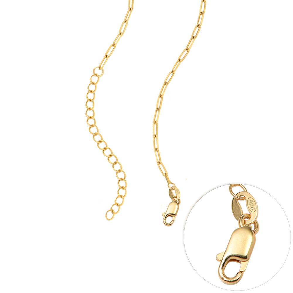 Collar de Eslabones con Flor de Nacimiento y Diamante en Vermeil de Oro-1 foto de producto