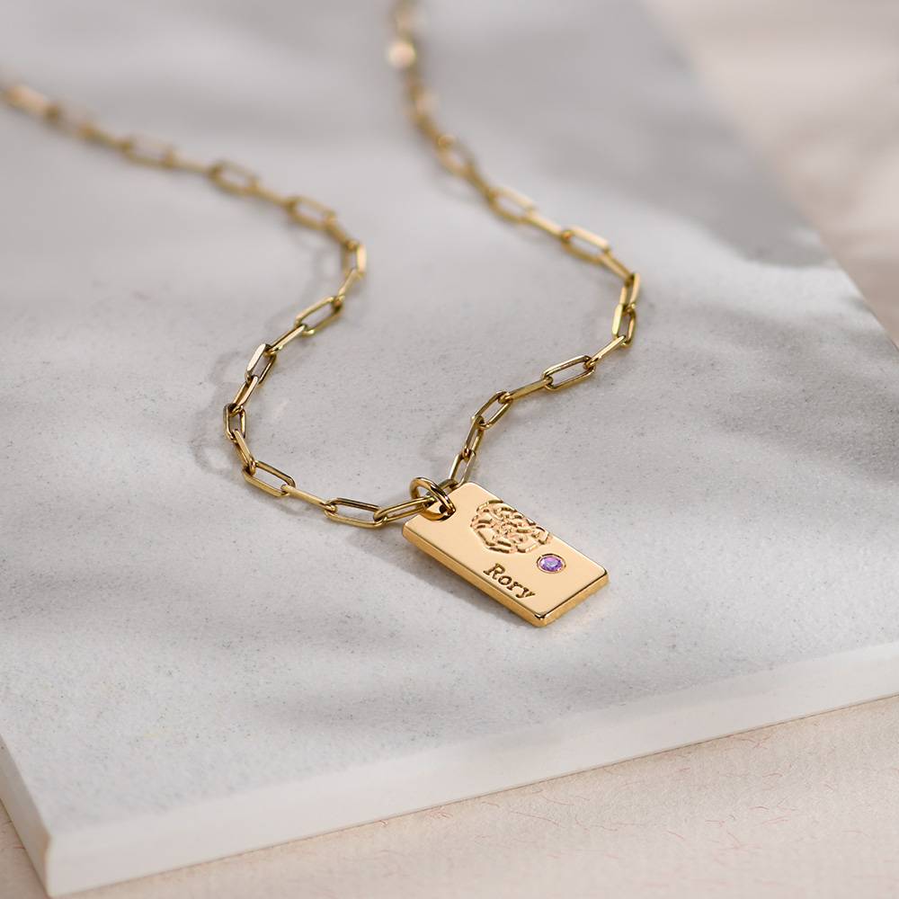 Collar de Eslabones con Flor de Nacimiento y Piedra en Chapa de Oro-2 foto de producto