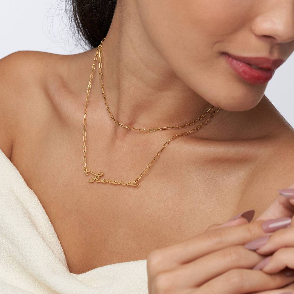 Collar de Eslabones con Nombre de Firma en Vermeil de Oro-2 foto de producto
