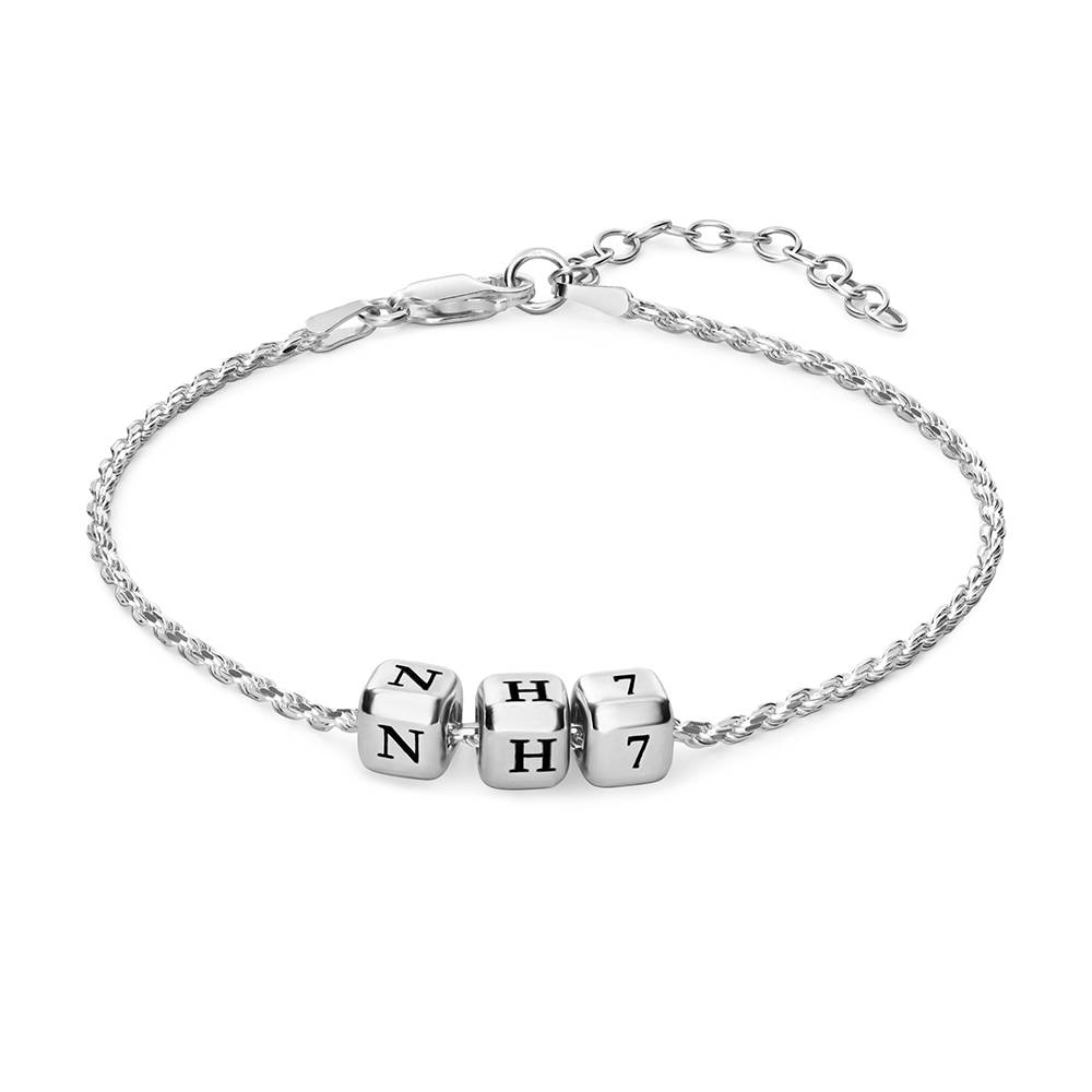 Pulsera de Cubos con Inicial Pequeños Amores en Plata-1 foto de producto