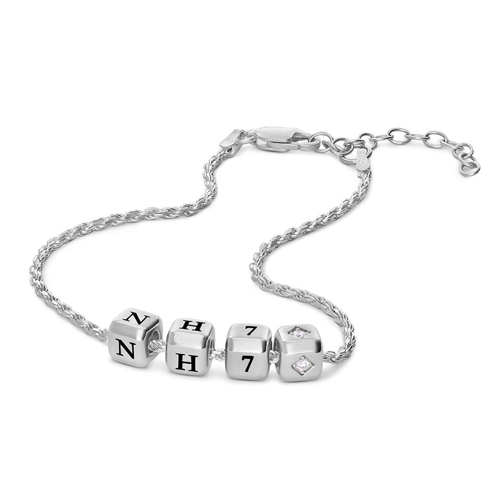 Pulsera de Cubos con Inicial Pequeños Amores en Plata con Diamante de 0.08 CT-4 foto de producto