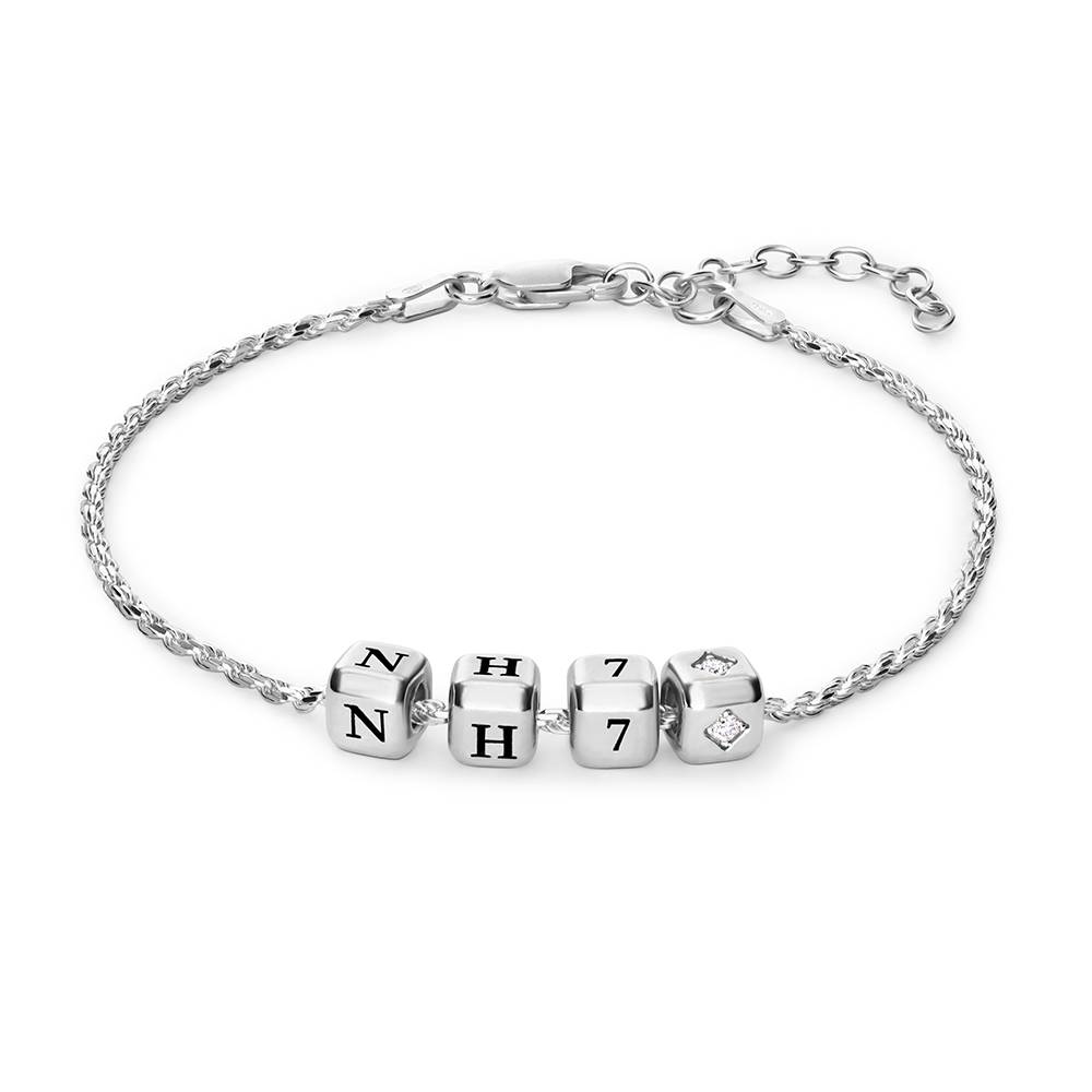 Pulsera de Cubos con Inicial Pequeños Amores en Plata con Diamante de 0.08 CT-1 foto de producto