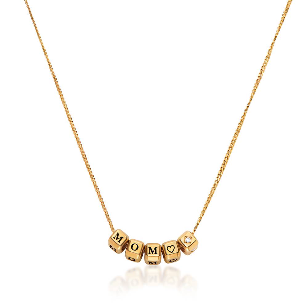 Collar de Cubos con Inicial Pequeños Amores en Chapa de Oro con Diamante de 0.08 CT-1 foto de producto