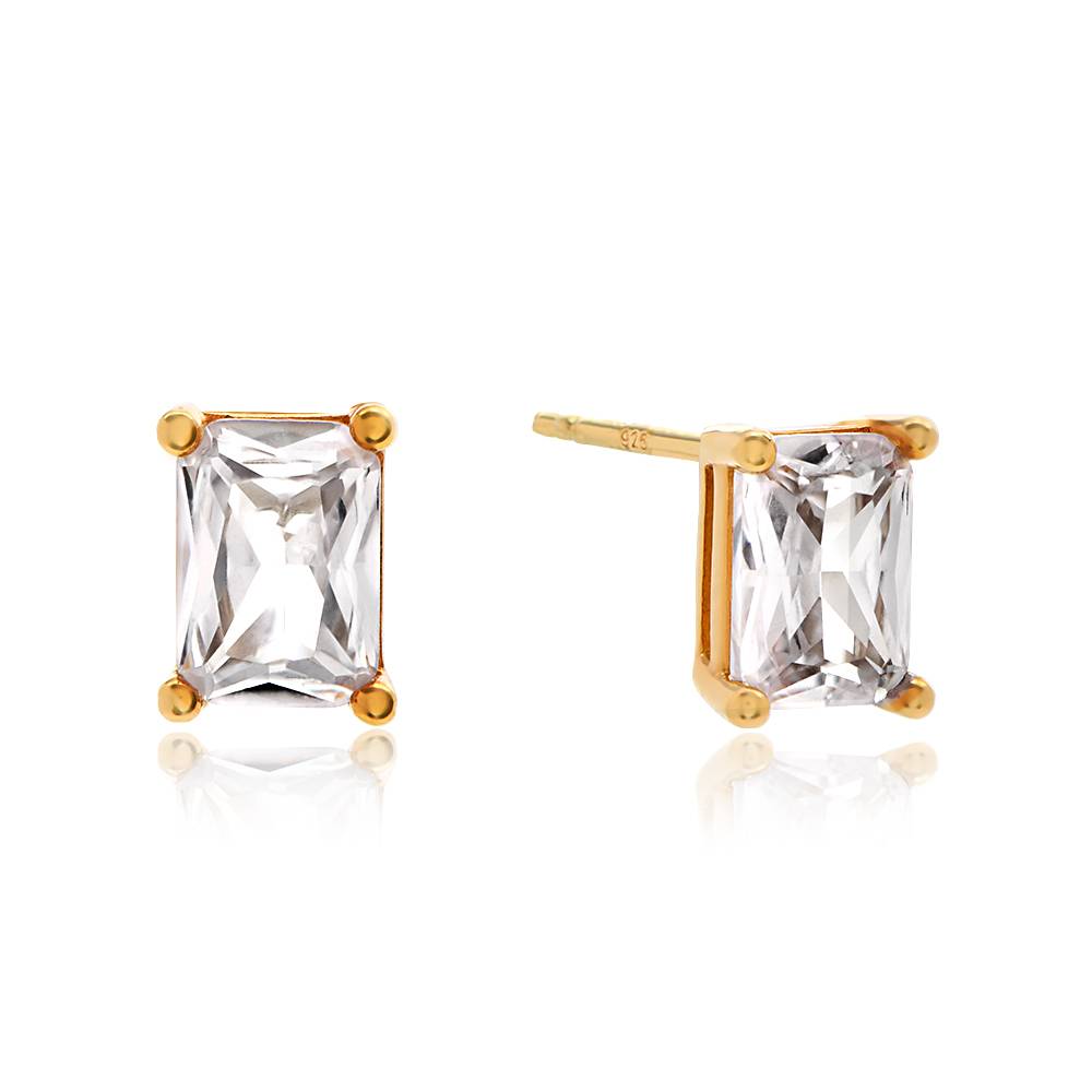 Lorelai Pendientes Rectangulares en Chapa de Oro-1 foto de producto