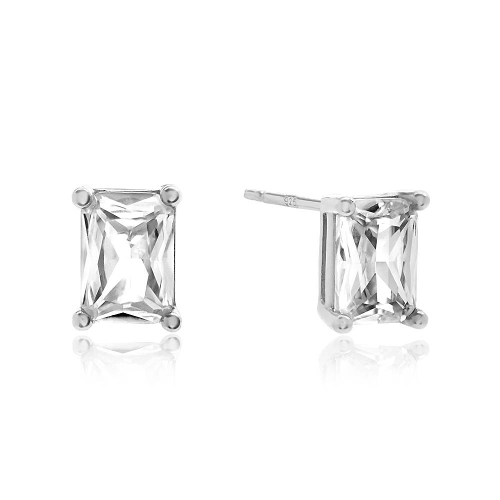 Lorelai Pendientes Rectangulares en Plata Esterlina-4 foto de producto