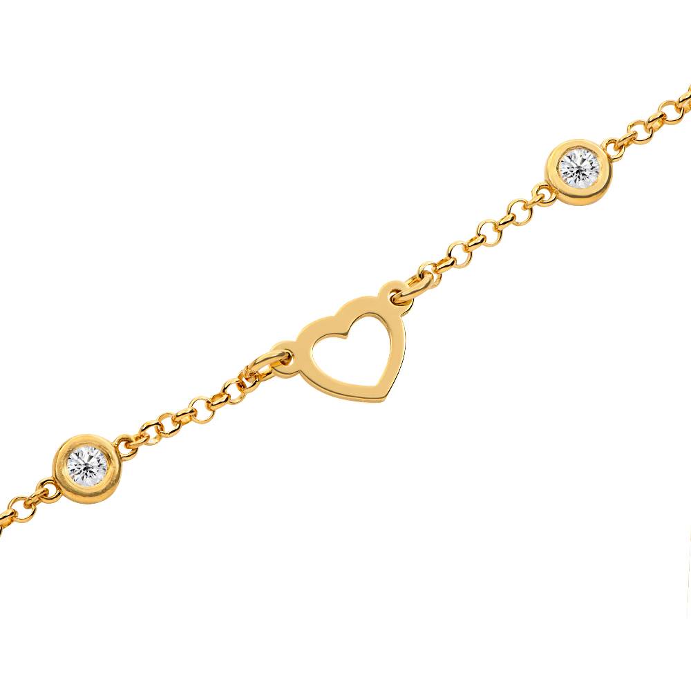 Collar con Nombre y Corazón Lovers con 0.2ct Diamantes en Baño de Oro-4 Collar con Nombre y Corazón Lovers con 0.2ct Diamantes en Baño de Oro-4 foto de producto