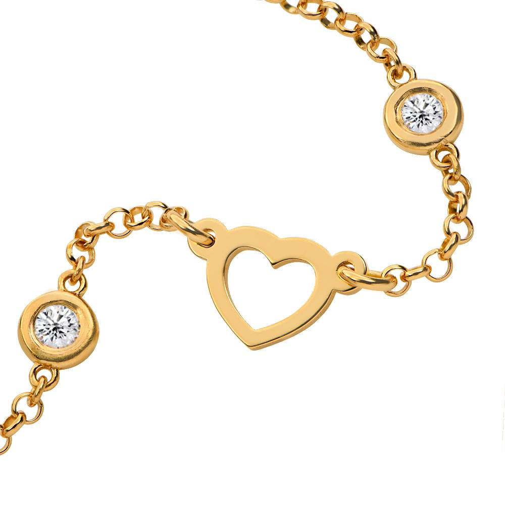 Collar con Nombre y Corazón Lovers con 0.2ct Diamantes en Vermeil de Oro-1 foto de producto