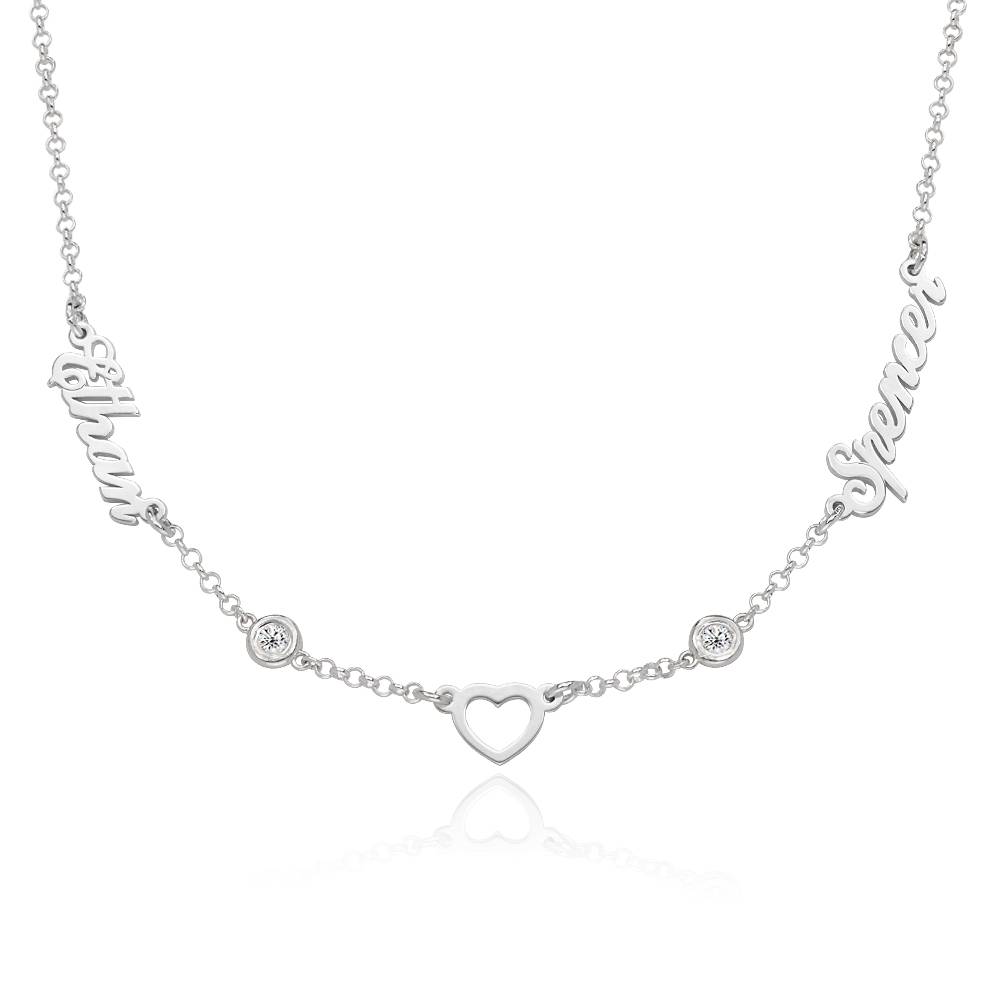 Collar con Nombre y Corazón Lovers con 0.2ct Diamantes en Plata-1 Collar con Nombre y Corazón Lovers con 0.2ct Diamantes en Plata-1 foto de producto