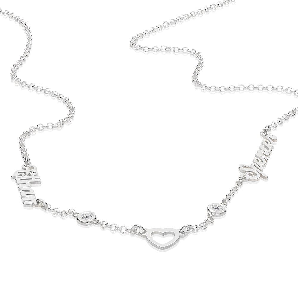 Collar con Nombre y Corazón Lovers con 0.2ct Diamantes en Plata-4 Collar con Nombre y Corazón Lovers con 0.2ct Diamantes en Plata-4 foto de producto