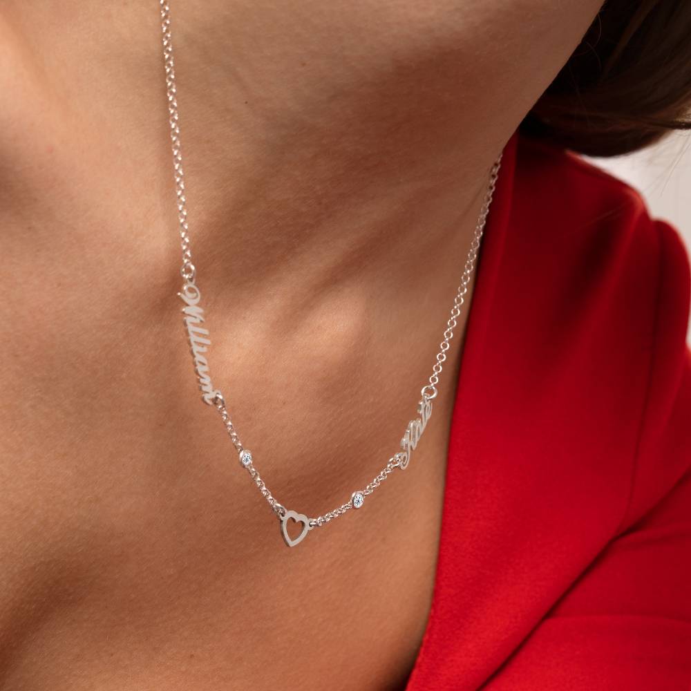 Collar con Nombre y Corazón Lovers con 0.2ct Diamantes en Plata-2 Collar con Nombre y Corazón Lovers con 0.2ct Diamantes en Plata-2 foto de producto