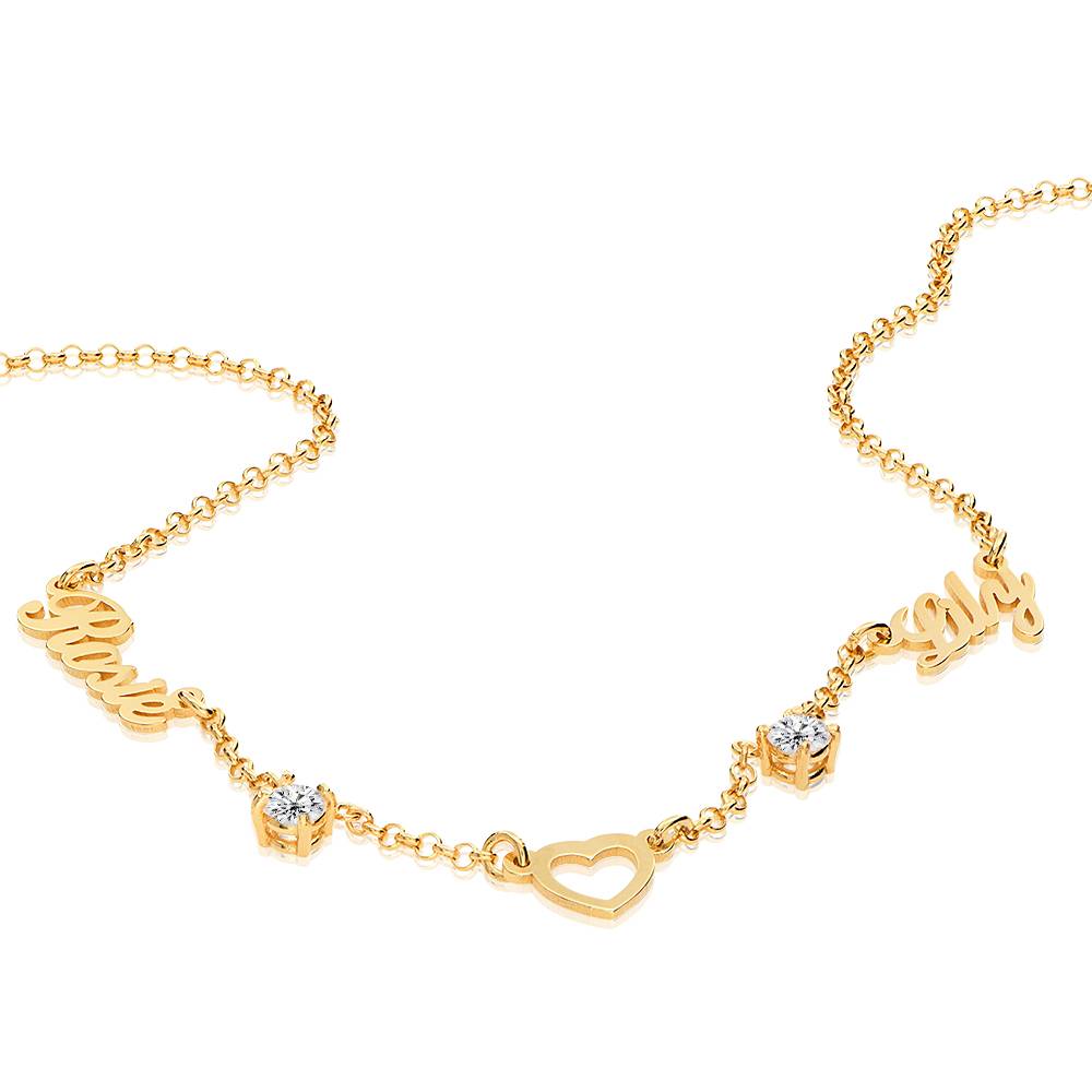 Collar con Nombre y Corazón Lovers con 0.6ct Diamantes en Baño de Oro-3 foto de producto