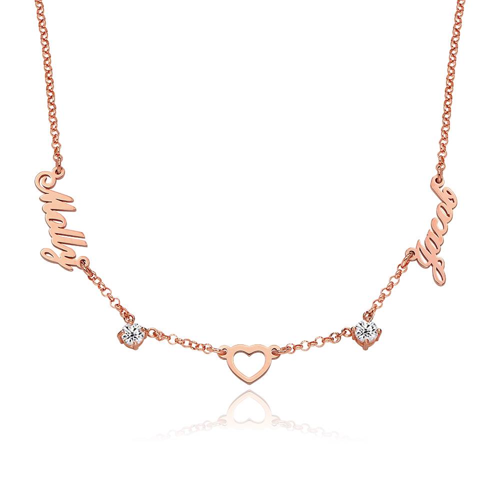 Collar con Nombre y Corazón Lovers con 0.6ct Diamantes en Chapa de Oro Rosa-6 Collar con Nombre y Corazón Lovers con 0.6ct Diamantes en Chapa de Oro Rosa-6 foto de producto
