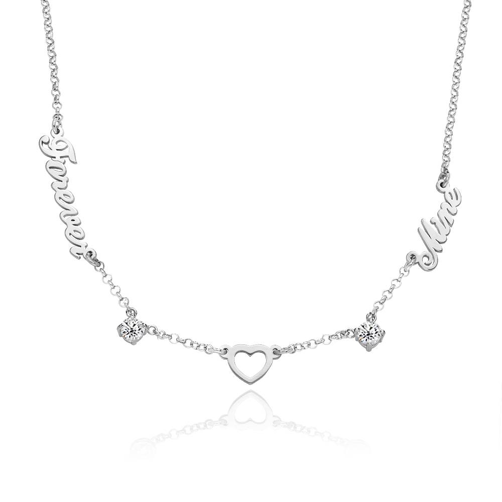 Collar con Nombre y Corazón Lovers con 0.6ct Diamantes en Plata Esterlina-7 foto de producto