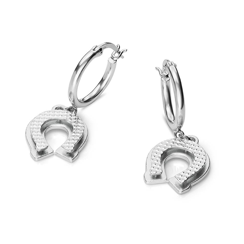 Pendientes de Aro Toque de Suerte en Plata de Ley-1 foto de producto