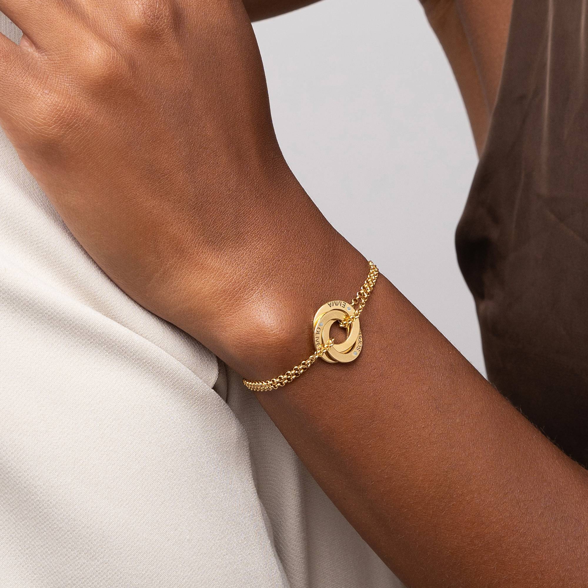 Pulsera de Anillos Rusos Lucy con Diamantes en Vermeil de Oro-3 Pulsera de Anillos Rusos Lucy con Diamantes en Vermeil de Oro-3 foto de producto