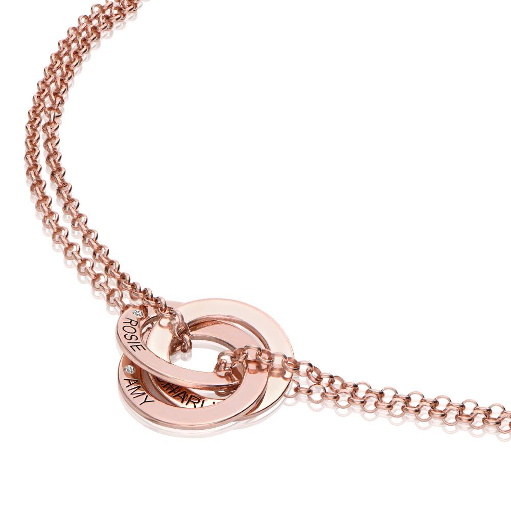 Pulsera de Anillos Rusos Lucy con Diamantes en Chapa de Oro Rosa-2 Pulsera de Anillos Rusos Lucy con Diamantes en Chapa de Oro Rosa-2 foto de producto