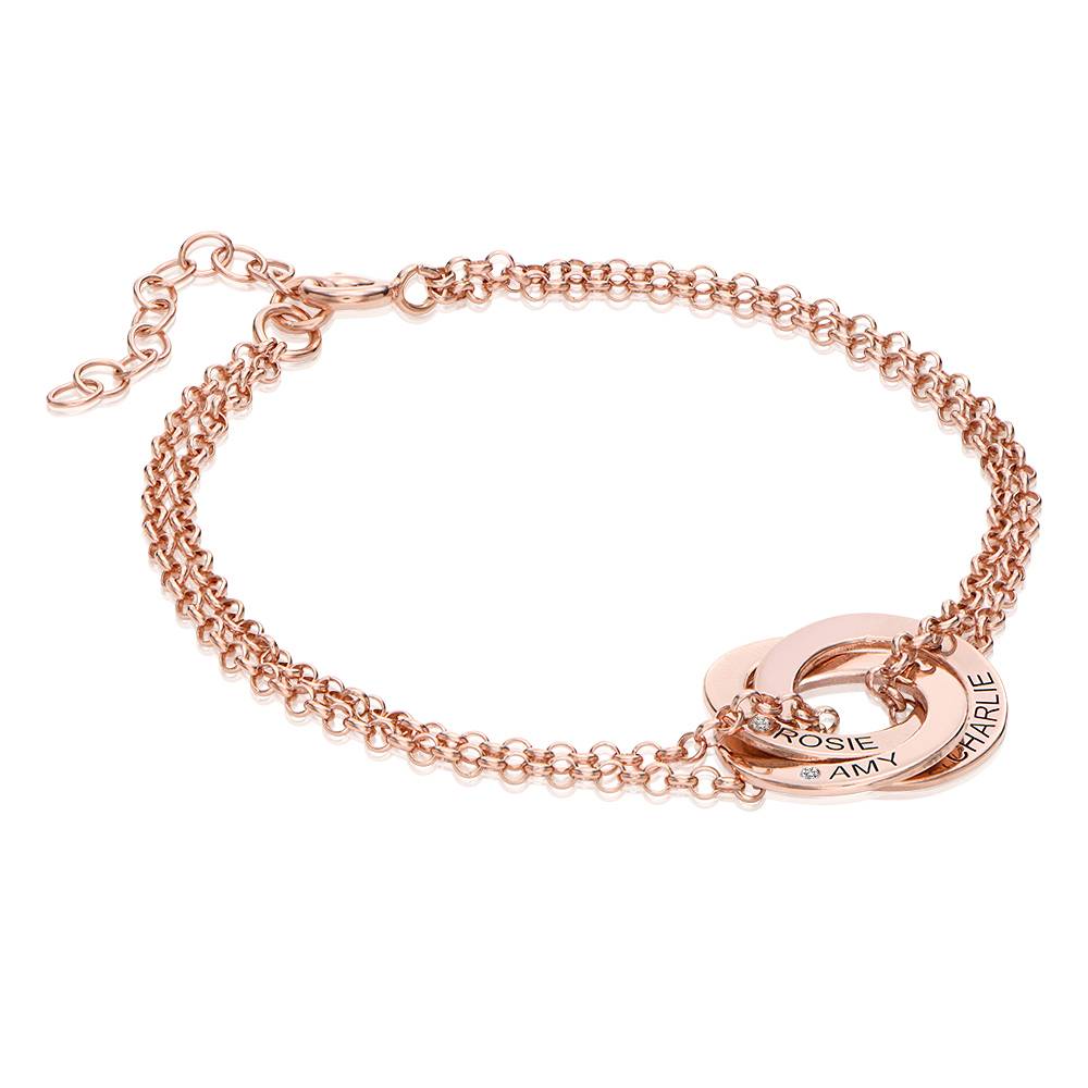 Pulsera de Anillos Rusos Lucy con Diamantes en Chapa de Oro Rosa-6 Pulsera de Anillos Rusos Lucy con Diamantes en Chapa de Oro Rosa-6 foto de producto