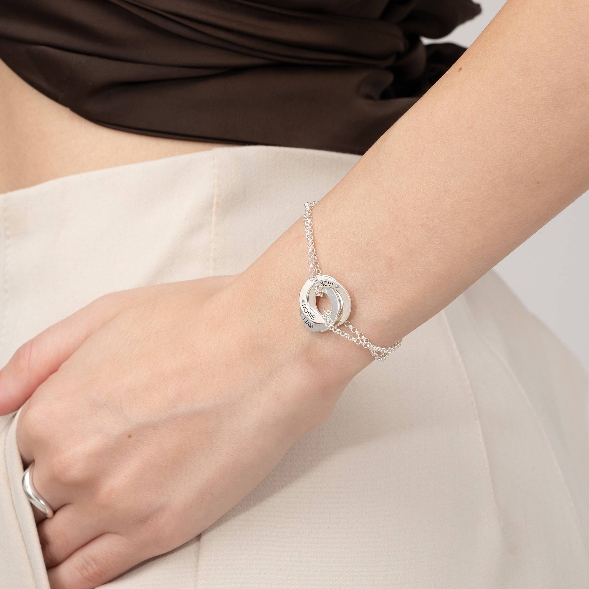 Pulsera de Anillos Rusos Lucy con Diamantes en Plata Esterlina-2 foto de producto